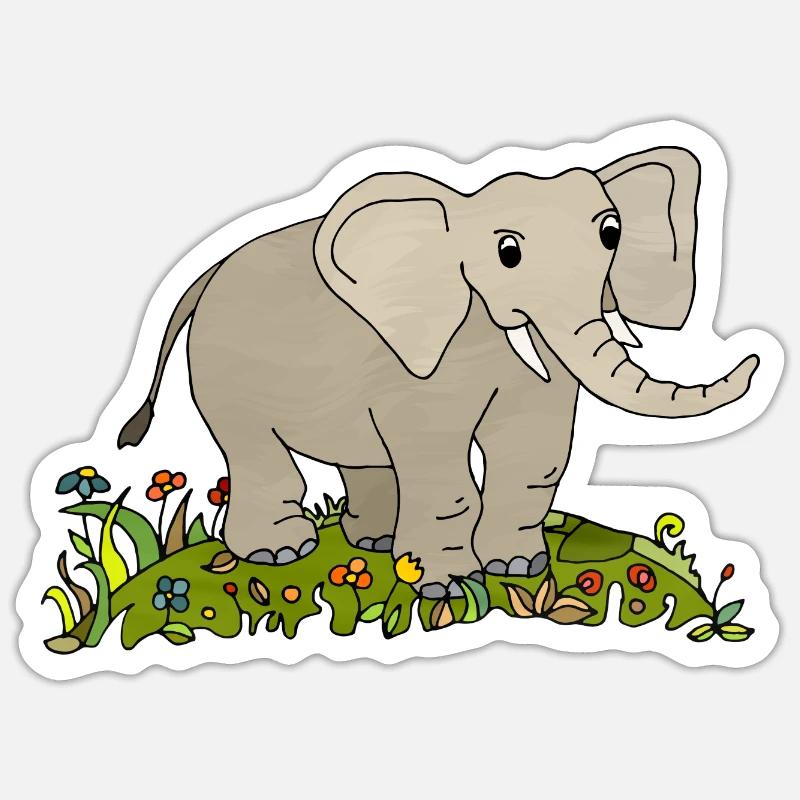 Éléphant - Sticker taille S (10 x 10 cm) - blanc mat