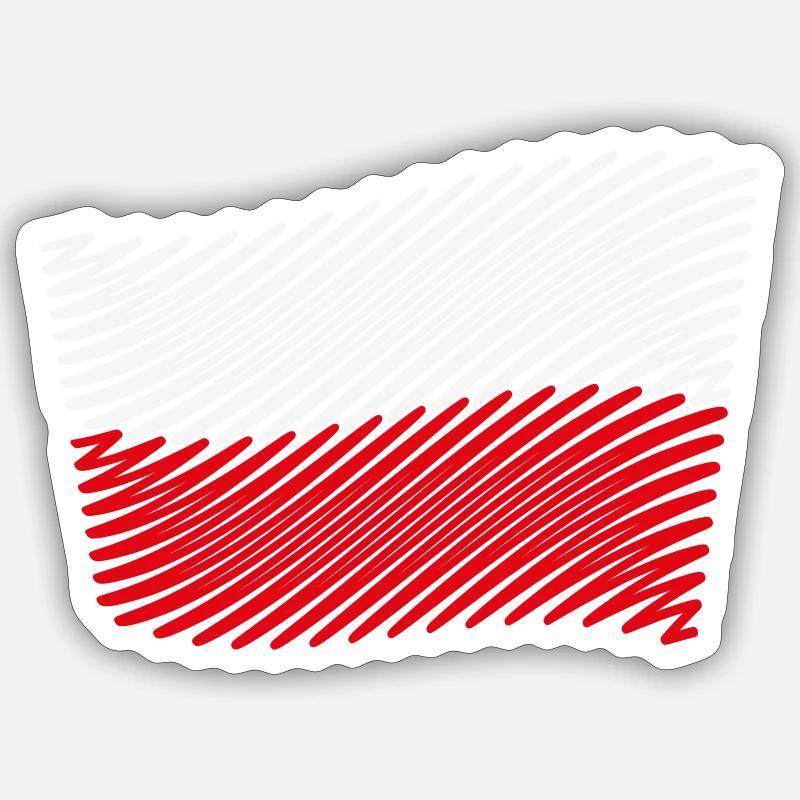 Poland Flag Scribble (White - Red) Sticker size S (10 x 10 cm)