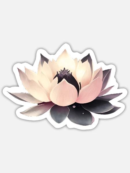 Lotusblume - Sticker Größe S (10 x 10 cm) - Mattweiß