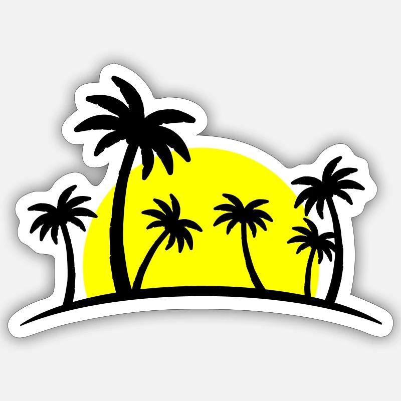 Palmiers de plage 2 - Sticker taille S (10 x 10 cm) - blanc mat