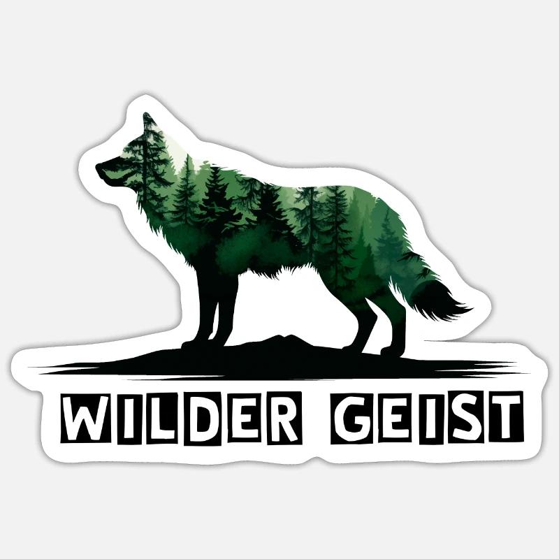 Wolf – Wilder Geist - Sticker Größe S (10 x 10 cm) - Mattweiß