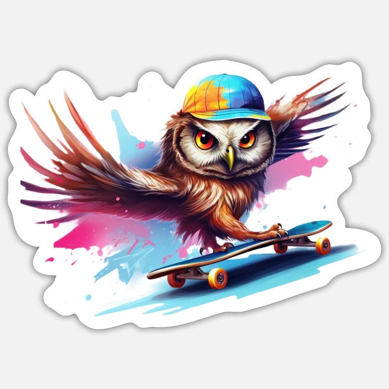 Lustige Eule Sticker Größe S (10 x 10 cm)