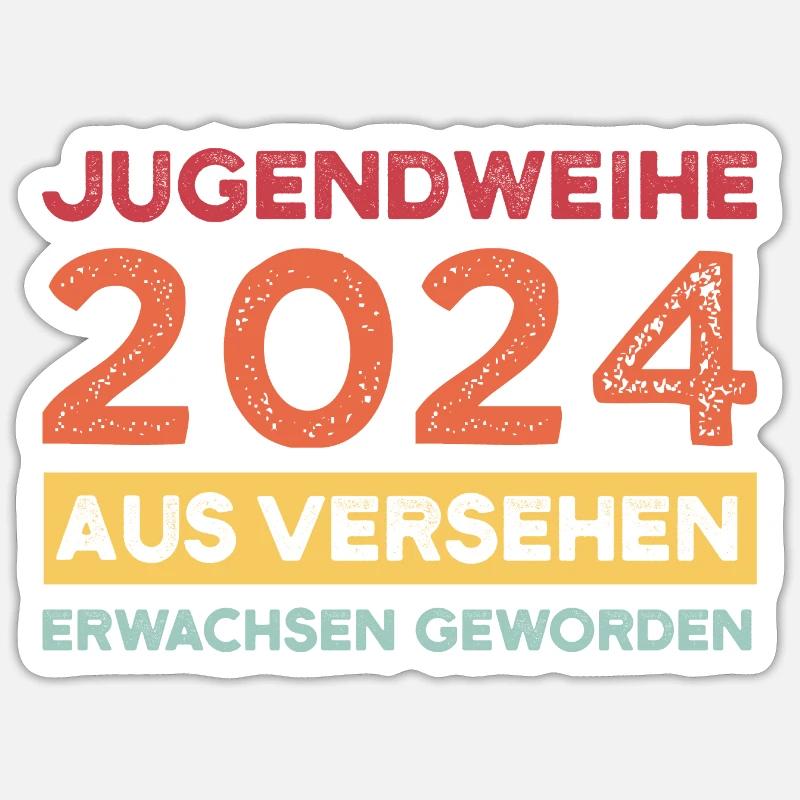 Jugendweihe 2024 Jugend Konfirmation Geschenk - Sticker Größe S (10 x 10 cm) - Mattweiß