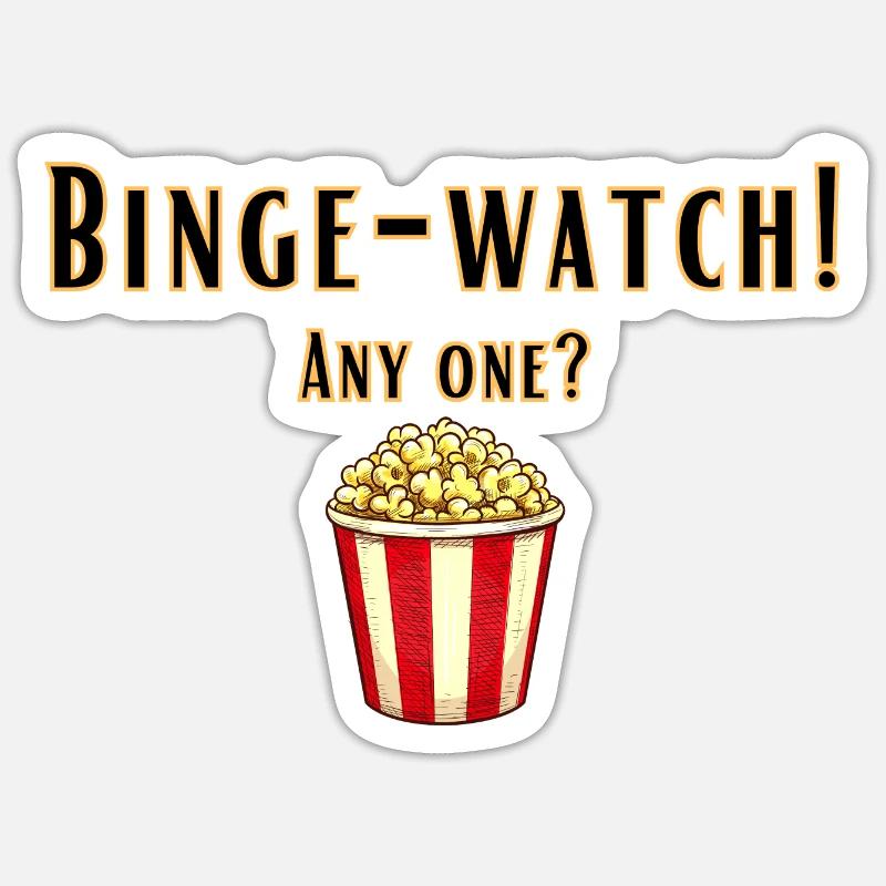 Binge-Watch (en rafale) - Sticker taille S (10 x 10 cm) - blanc mat