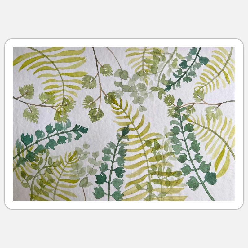 motif de feuillage - Sticker taille S (10 x 10 cm) - blanc mat