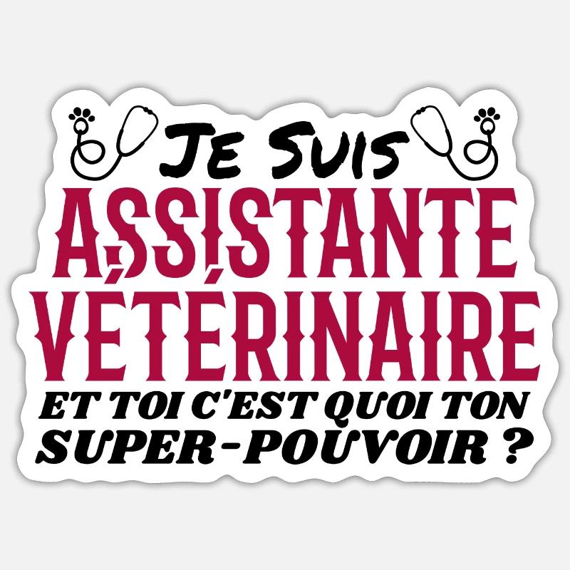 Assistant | Vet | Gift | Super power - Sticker size S (10 x 10 cm) - white matte