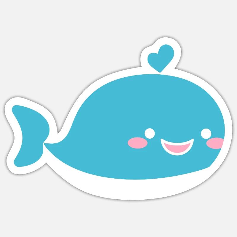 bébé baleine - Sticker taille S (10 x 10 cm) - blanc mat