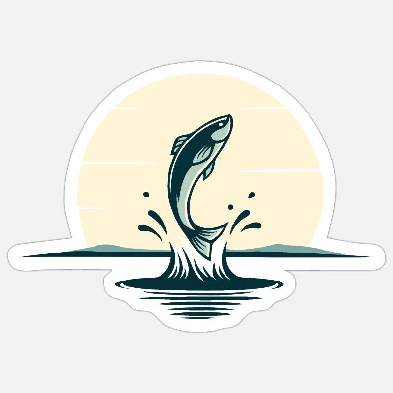 Jumping fish - Sticker size S (10 x 10 cm) - white matte