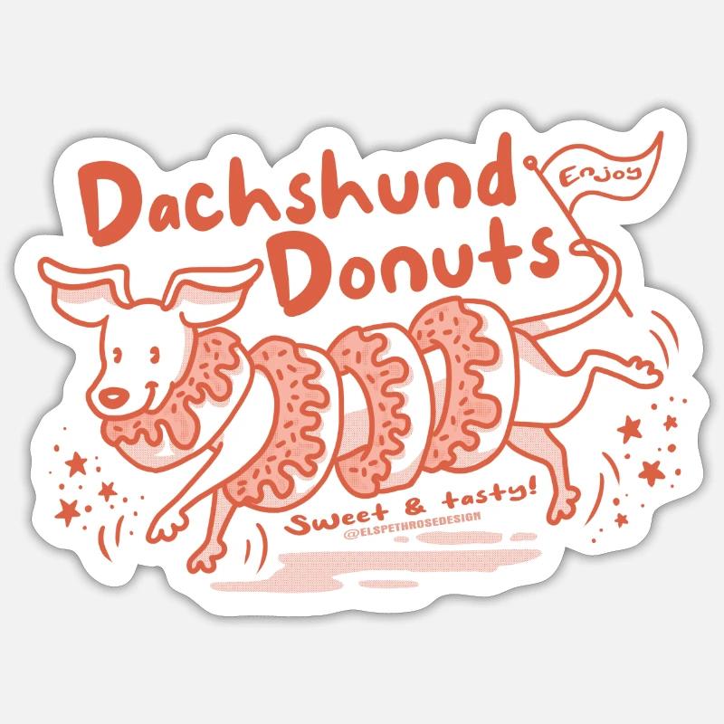 Dachshund Donuts - Sweet & Tasty! Sticker size S (10 x 10 cm)