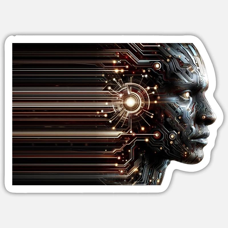 Digital Ghost Cyborg Design Sticker size S (10 x 10 cm)