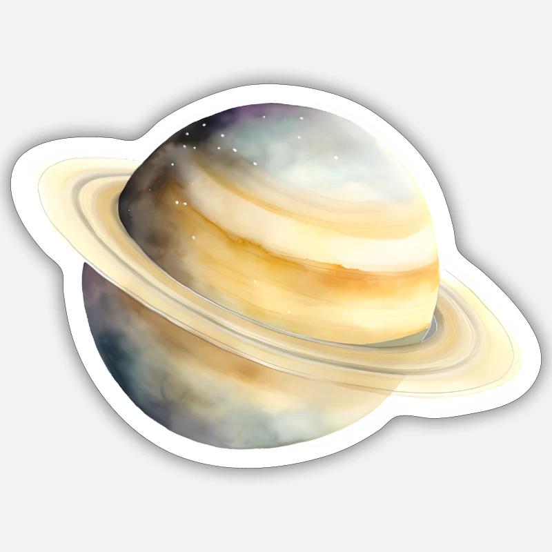 Saturne - Sticker taille S (10 x 10 cm) - blanc mat