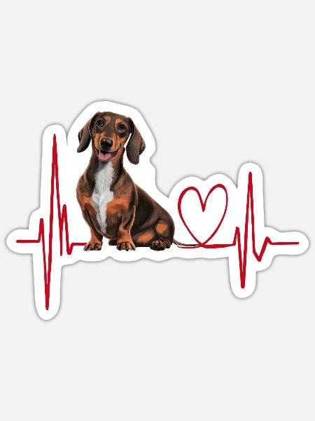 Herzschlag-Geschenk für Hunde - Sticker Größe S (10 x 10 cm) - Mattweiß