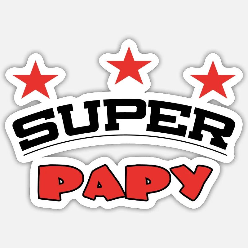 SUPER PAPY - Sticker taille S (10 x 10 cm) - blanc mat