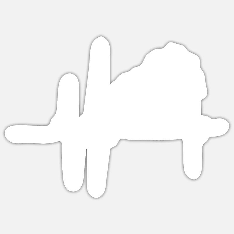 Palm Tree Heartbeat | Palm Tree Lovers | Vacation - Sticker taille S (10 x 10 cm) - blanc mat