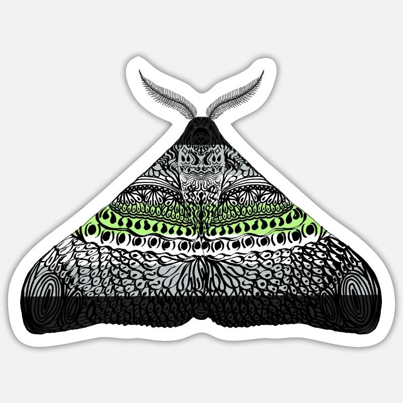 Agender pride moth - Sticker size S (10 x 10 cm) - white matte