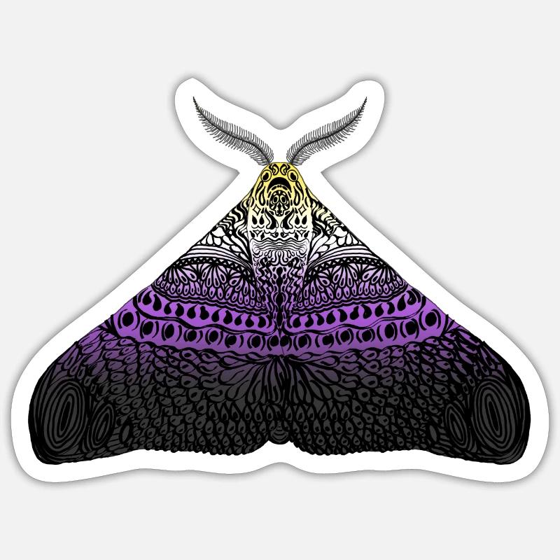 Non binary pride moth Sticker size S (10 x 10 cm)