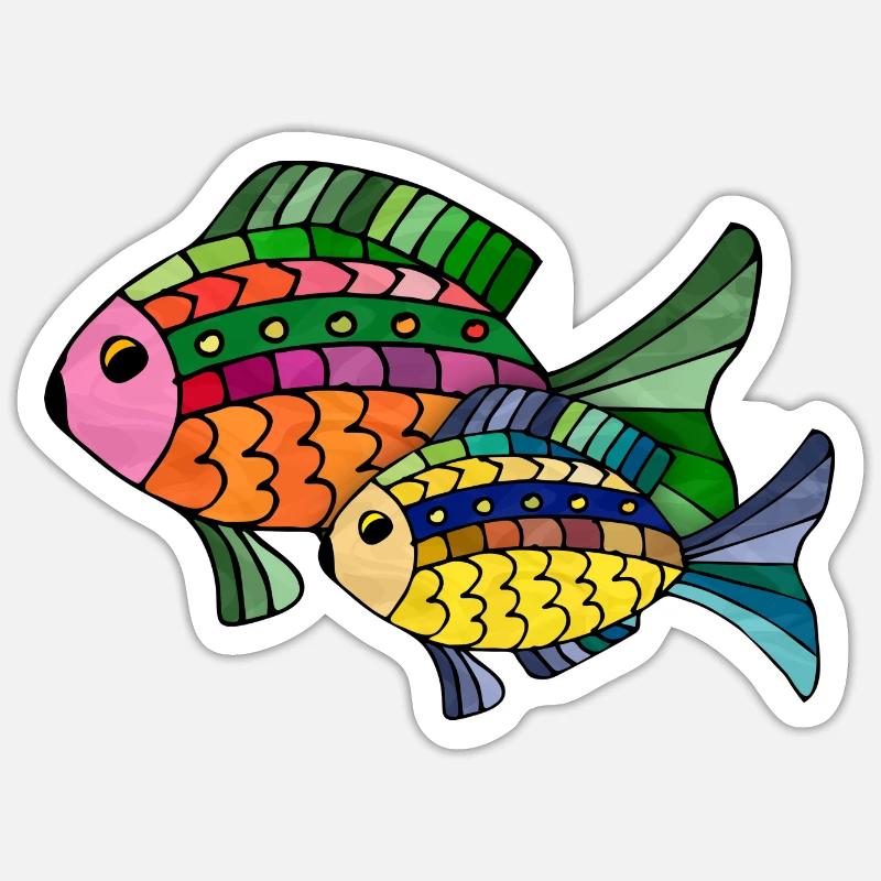 Poisson - Sticker taille S (10 x 10 cm) - blanc mat