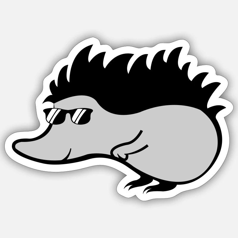 cool hedgehog - Sticker size S (10 x 10 cm) - white matte