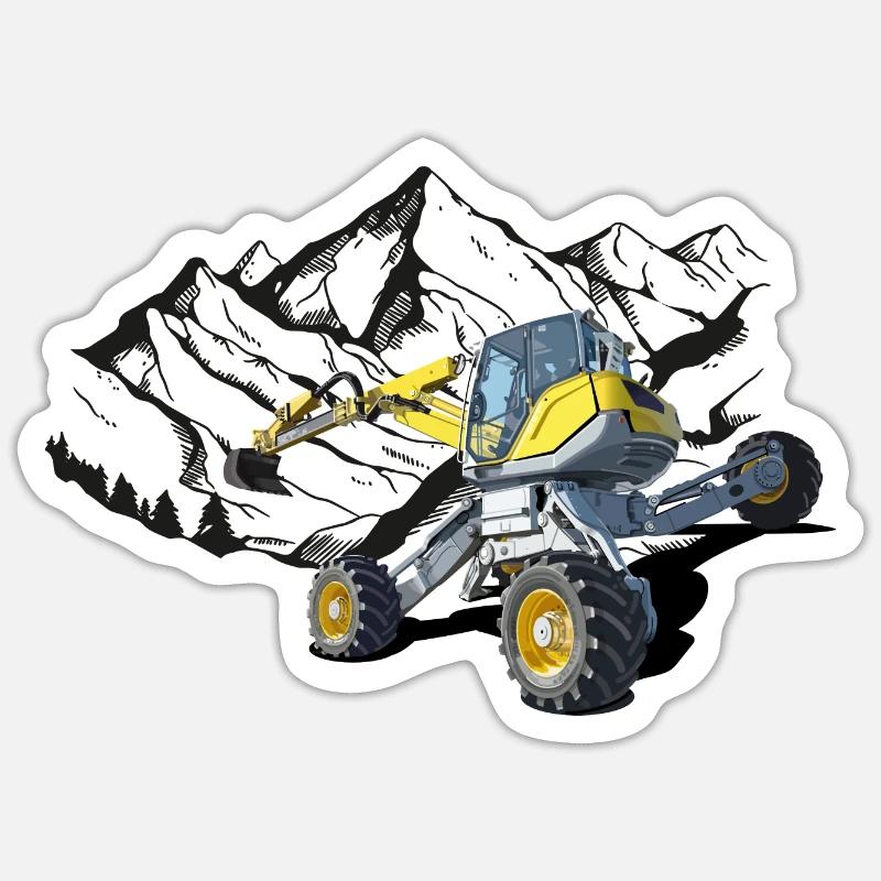 Excavator, walking excavator for difficult terrain Sticker size S (10 x 10 cm)