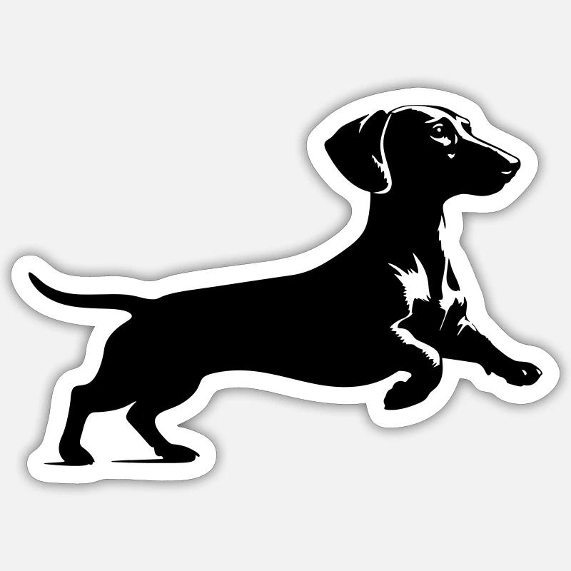 Dackel - Sticker Größe S (10 x 10 cm) - Mattweiß