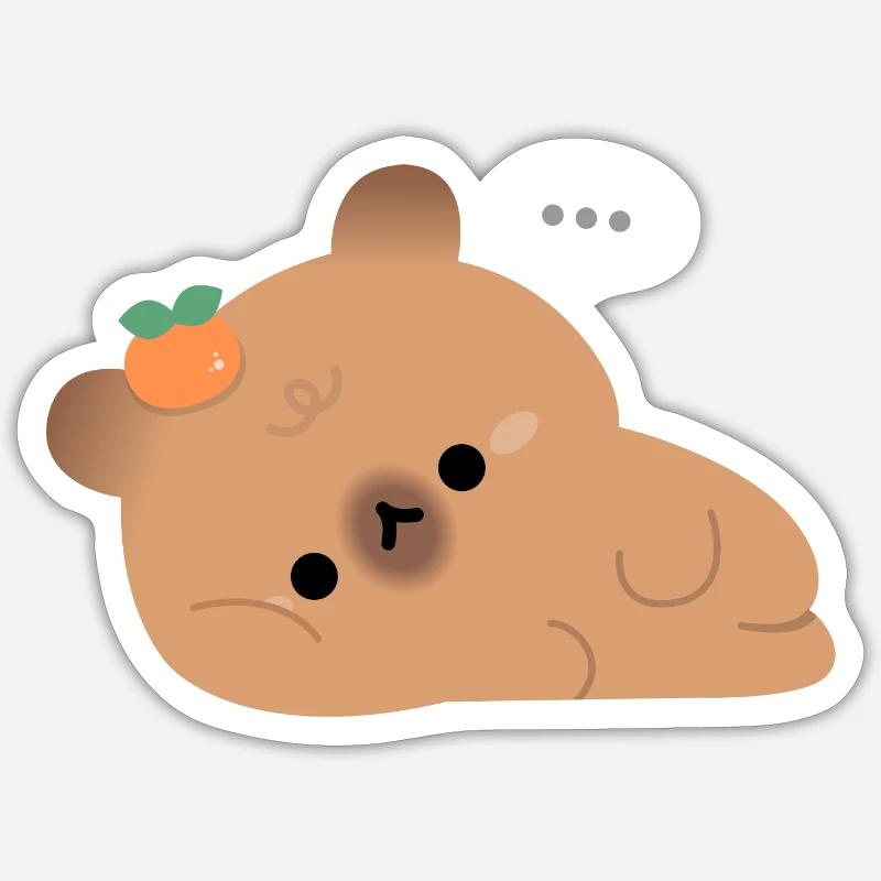 Capybara fatigué - Sticker taille S (10 x 10 cm) - blanc mat