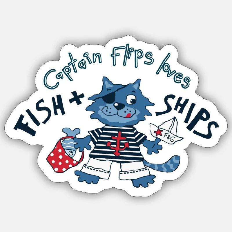 Captain Flips - Sticker size S (10 x 10 cm) - white matte