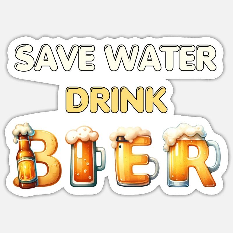 Save Water Drink Bier - Sticker Größe S (10 x 10 cm) - Mattweiß