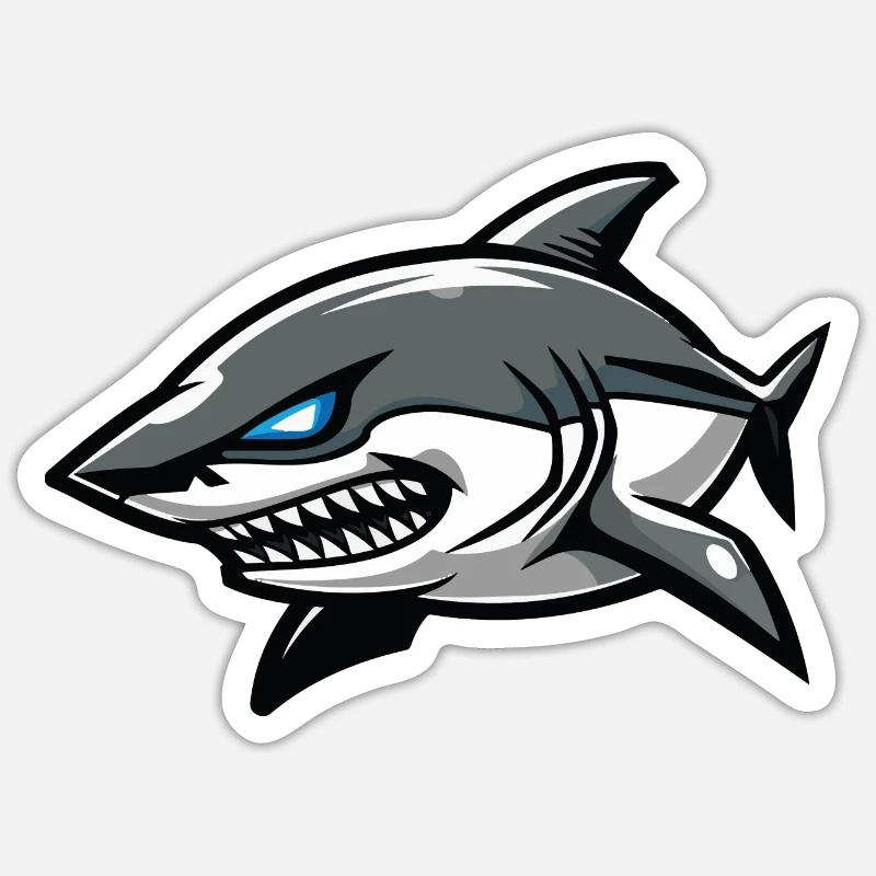 requin - Sticker taille S (10 x 10 cm) - blanc mat