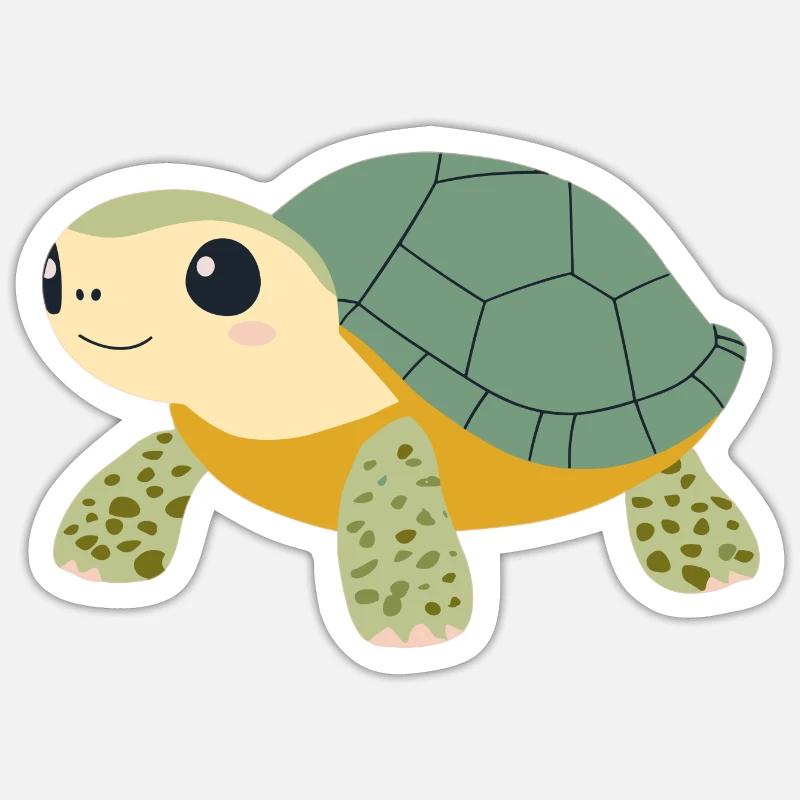 Turtle Langsam - Sticker Größe S (10 x 10 cm) - Mattweiß