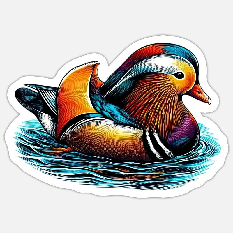 Mandarin duck - Sticker size S (10 x 10 cm) - white matte