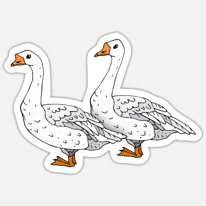 Gänse - Sticker Größe S (10 x 10 cm) - Mattweiß