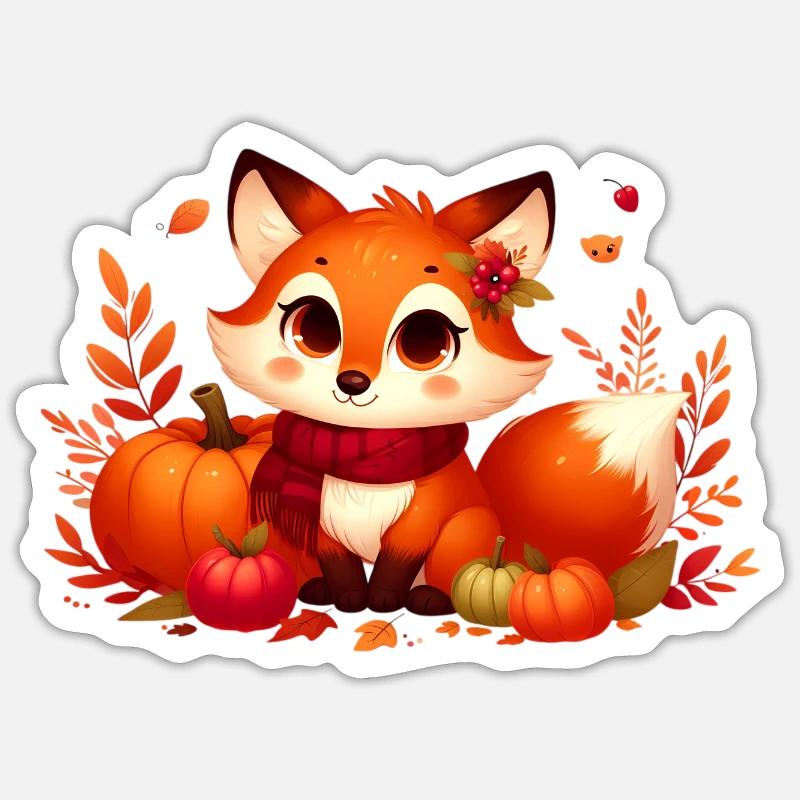 Fox Autumn 7 - Sticker size S (10 x 10 cm) - white matte