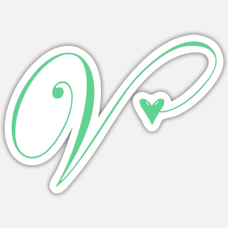 Monogramm V Herz Ranke Sticker Größe S (10 x 10 cm)