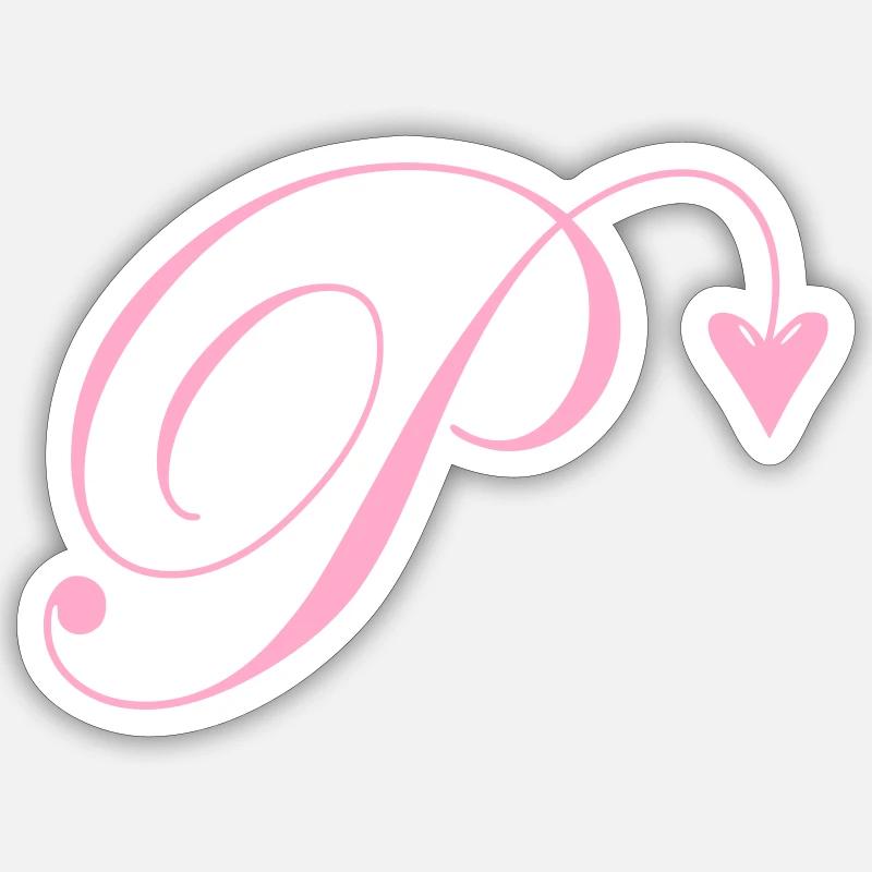 Monogramm P Herz Ranke - Sticker Größe S (10 x 10 cm) - Mattweiß