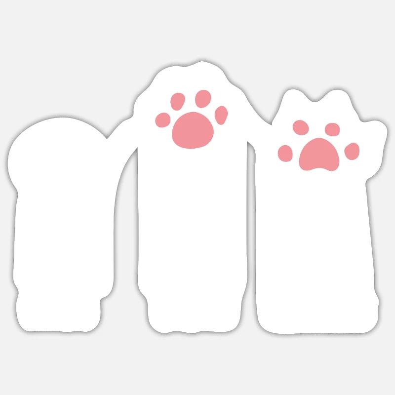 Chat mignon patte de roche papier ciseaux drôle jeu de main Sticker taille S (10 x 10 cm)