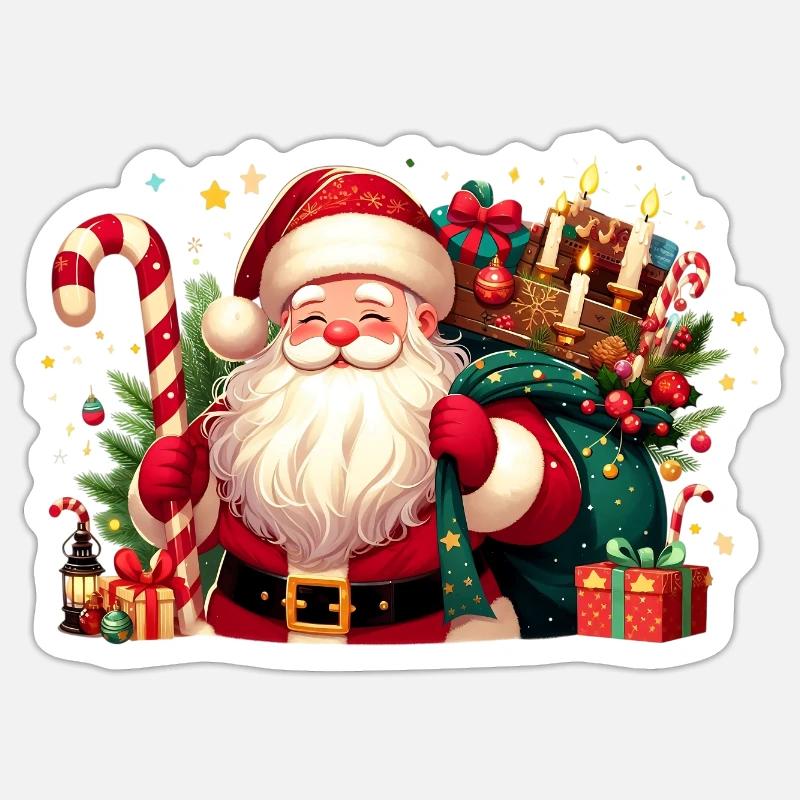 santa fun 9 - Sticker taille S (10 x 10 cm) - blanc mat