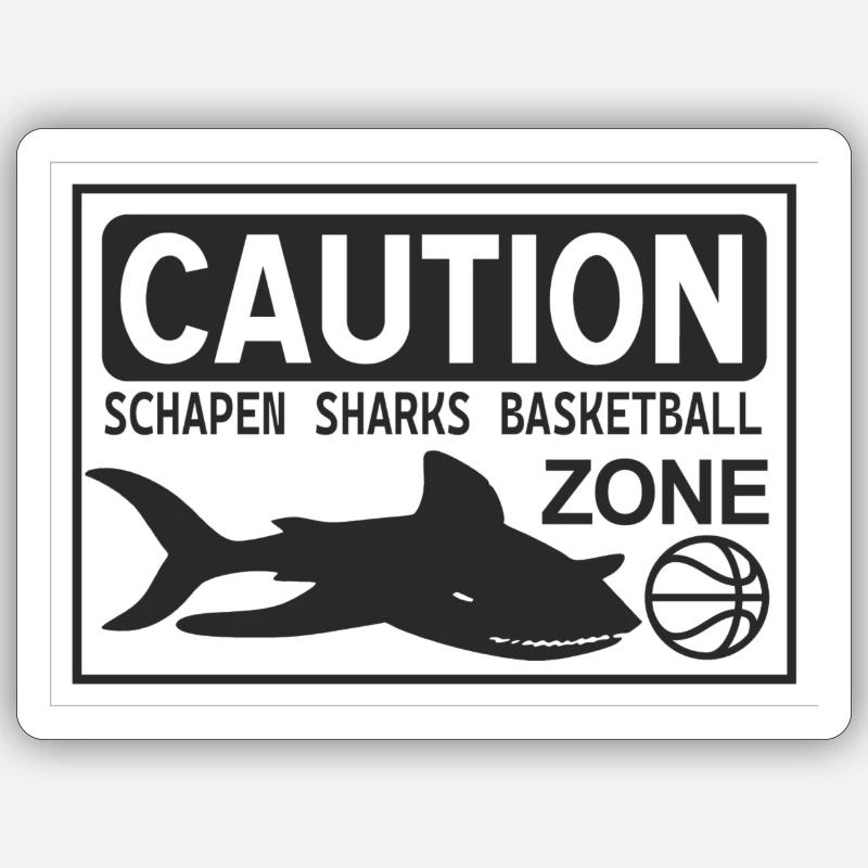 CAUTION SHARKS white Sticker Größe S (10 x 10 cm)