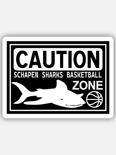 CAUTION SHARKS black - Sticker Größe S (10 x 10 cm) - Mattweiß