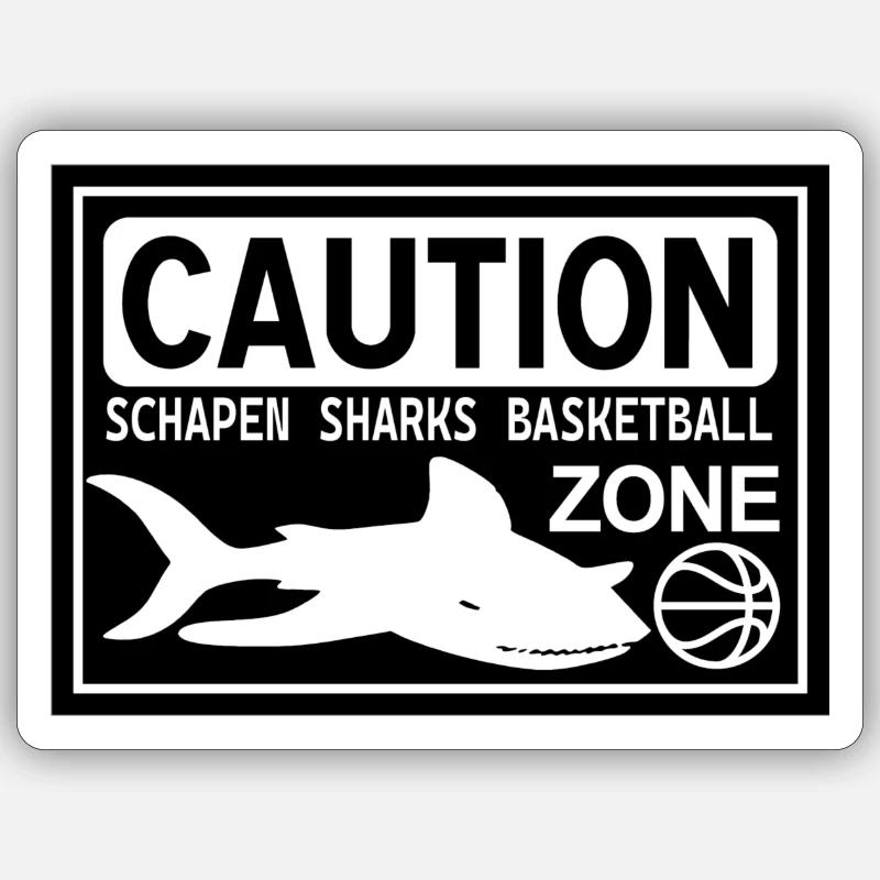 CAUTION SHARKS black - Sticker Größe S (10 x 10 cm) - Mattweiß