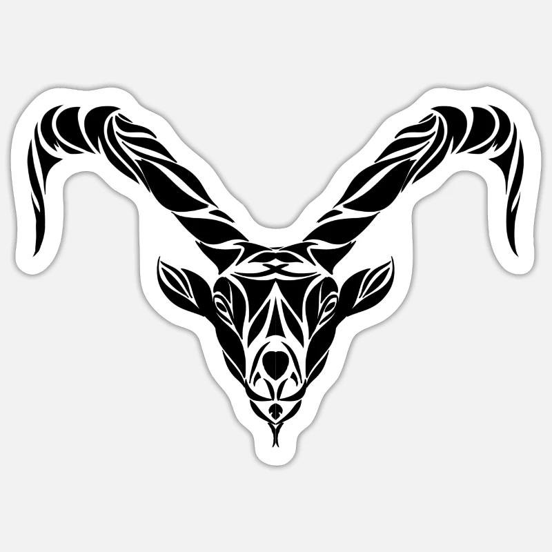 Steinbock - Sticker Größe S (10 x 10 cm) - Mattweiß