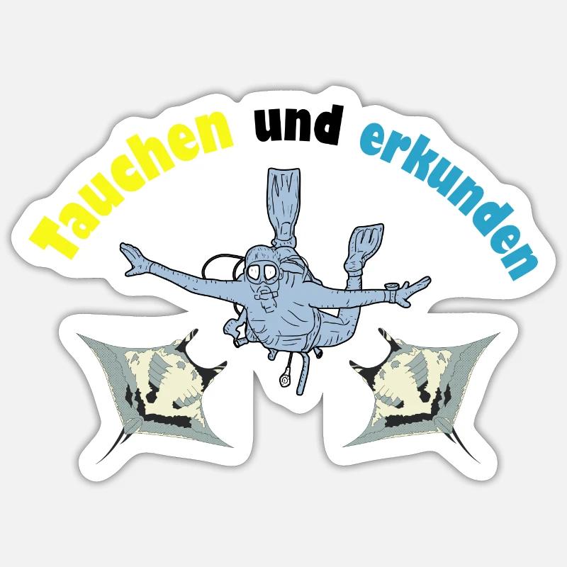 Plonger et explorer - Sticker taille S (10 x 10 cm) - blanc mat