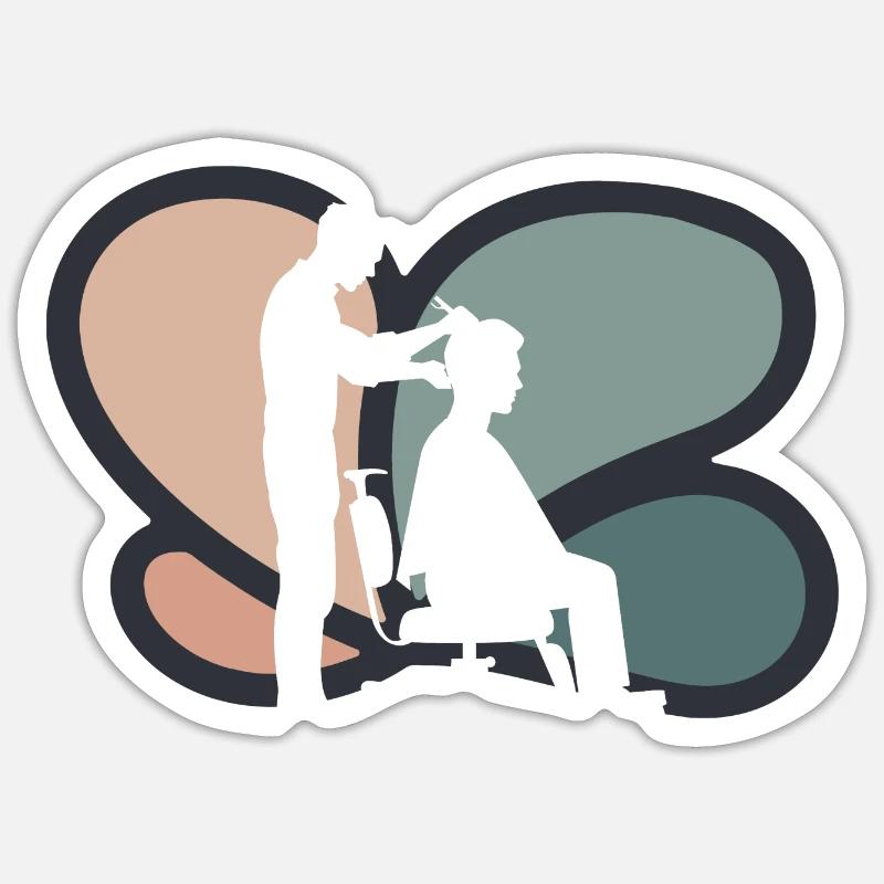 Coiffeur Coiffeur Ciseaux Sticker taille S (10 x 10 cm)