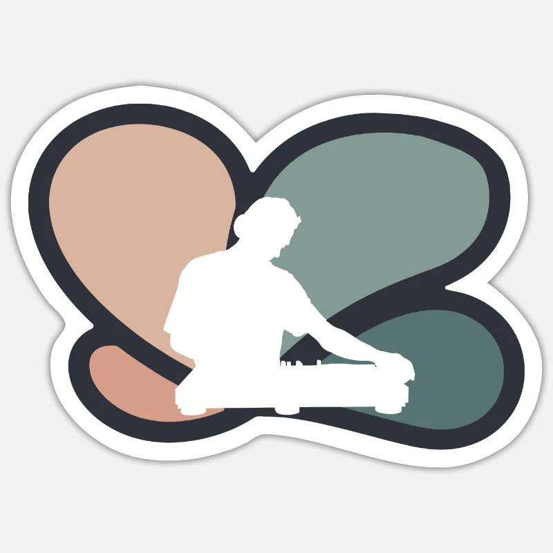 DJ Techno Djing - Sticker taille S (10 x 10 cm) - blanc mat