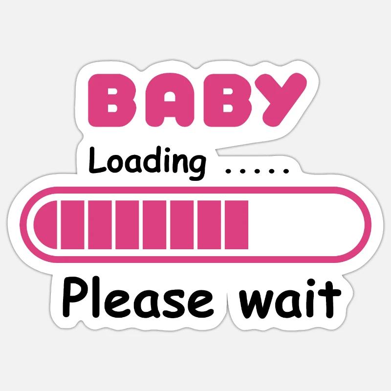 Baby loading - please wait - Sticker taille S (10 x 10 cm) - blanc mat