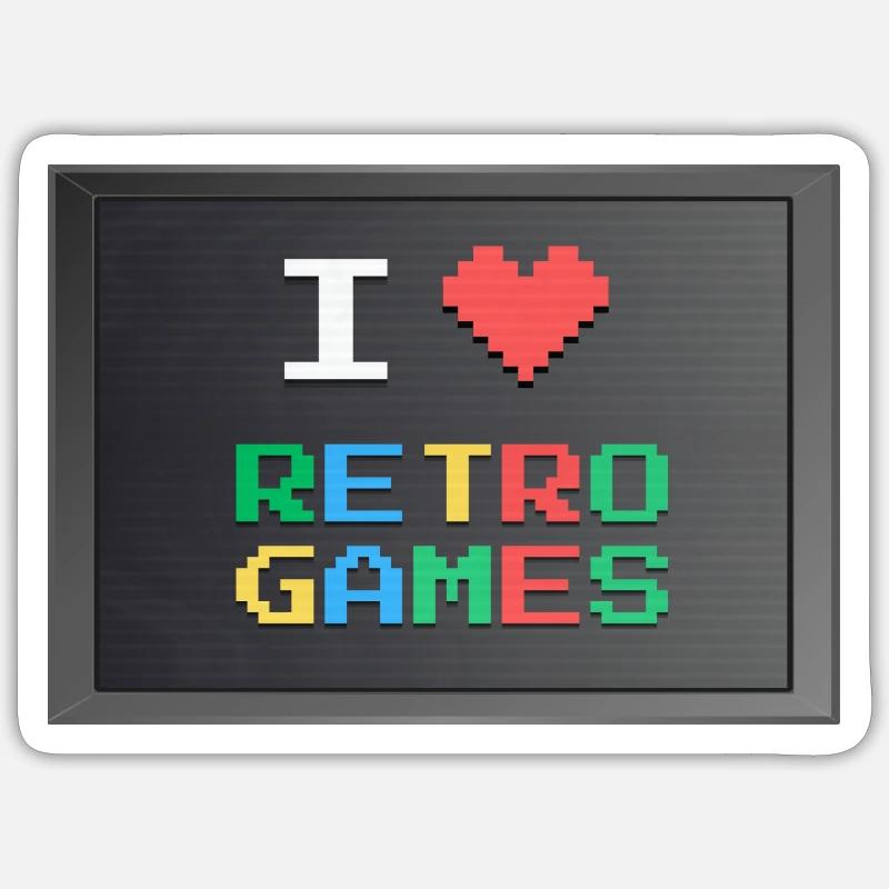 Retrogaming - J'aime le retrogaming - Sticker taille S (10 x 10 cm) - blanc mat
