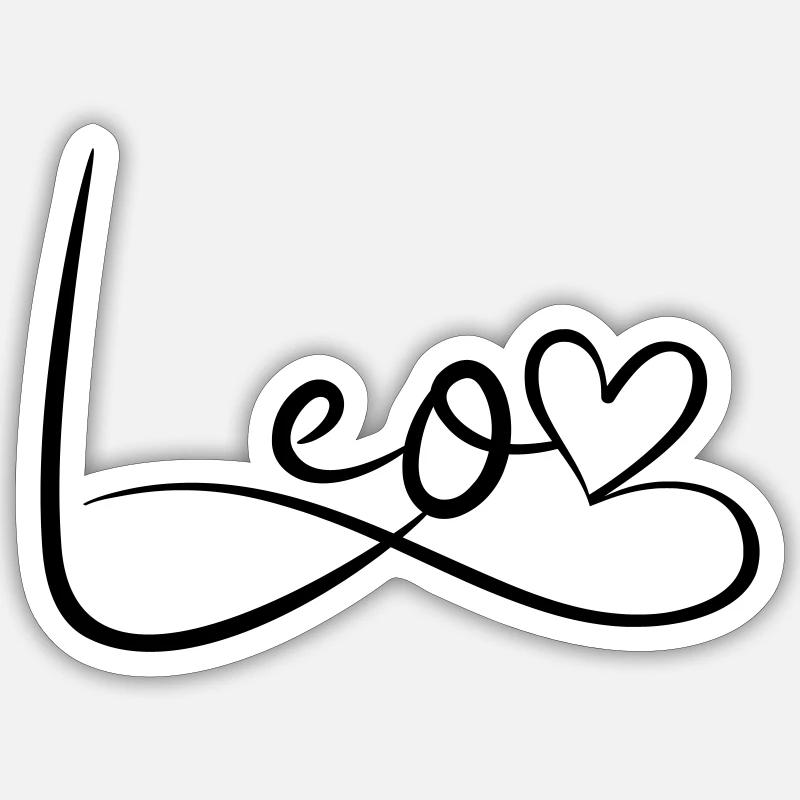 Leo Name First Name Heart Decor Sticker size S (10 x 10 cm)