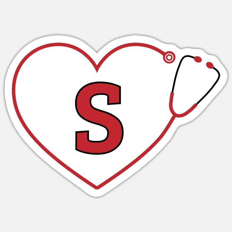 Lettre s stéthoscope - Sticker taille S (10 x 10 cm) - blanc mat