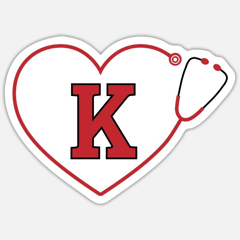 Lettre k stéthoscope - Sticker taille S (10 x 10 cm) - blanc mat
