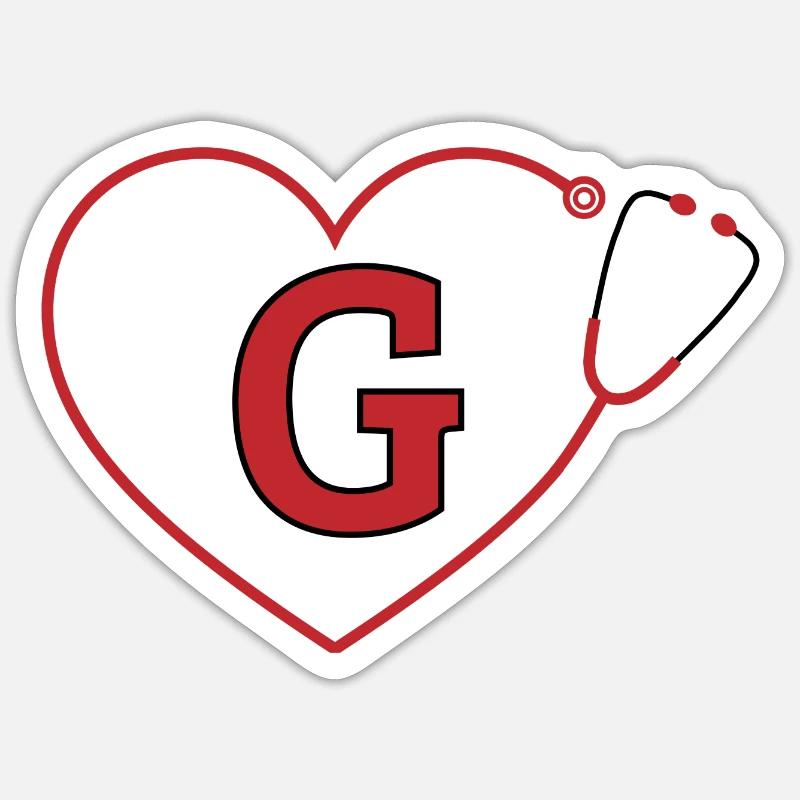 Letter g stethoscope - Sticker size S (10 x 10 cm) - white matte