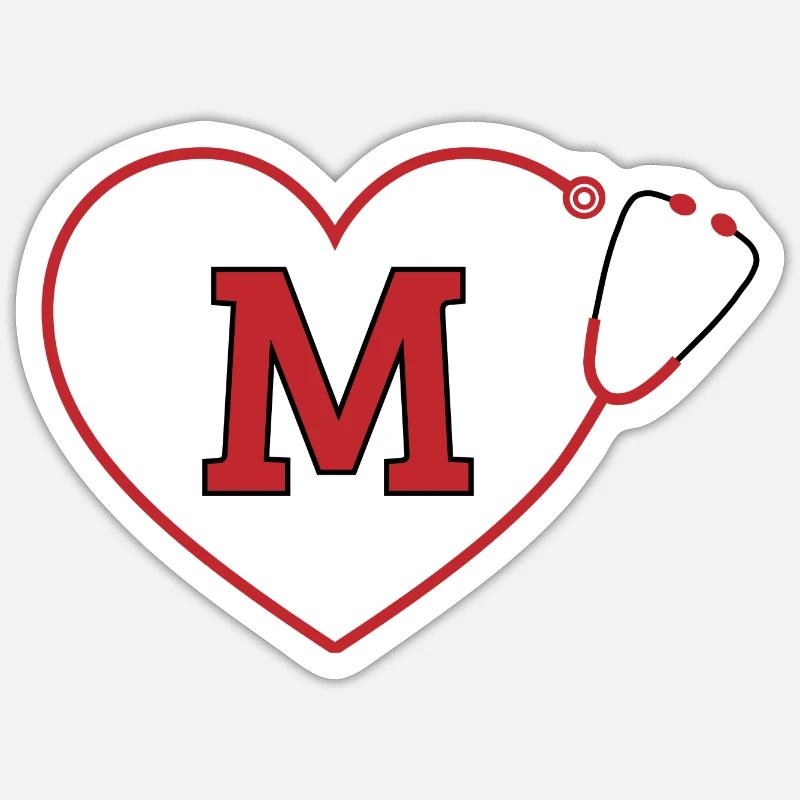 Letter m stethoscope - Sticker size S (10 x 10 cm) - white matte